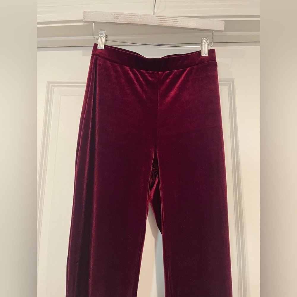 Maroon Velvet Flare Pants